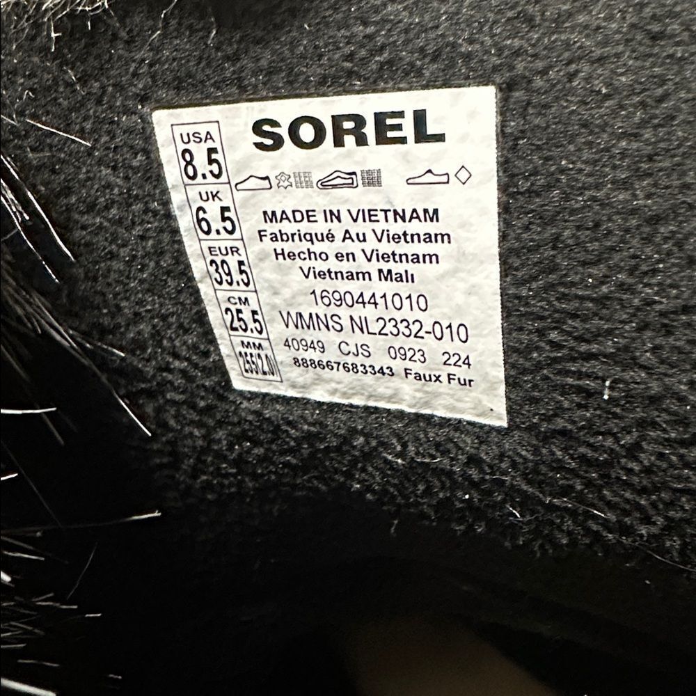 SOREL 8.5 Tolfino II Faux Fur Lined Waterproof Boot Black Gray Tall Lace up - Picture 14 of 15